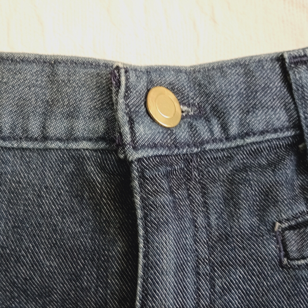 George Denim Midi Skirt gold Chain Accent Knee Length Dark Wash Y2K Pockets 12 - Picture 5 of 11